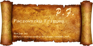 Paczovszky Frigyes névjegykártya